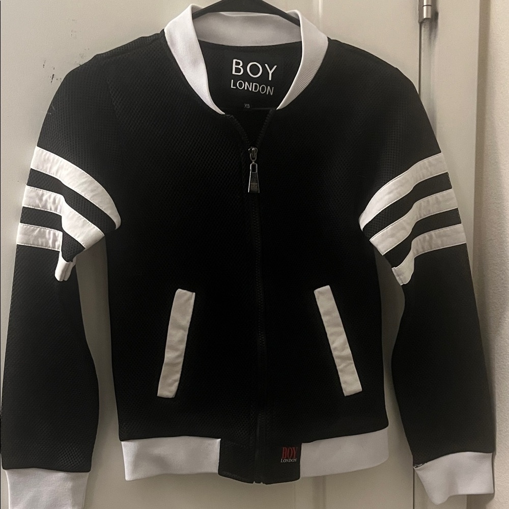 Boy London Black and White Varsity Jacket XS Cool Mesh Nice Zipper